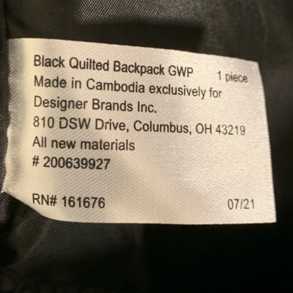 DSW Quilted Backpack NWOT